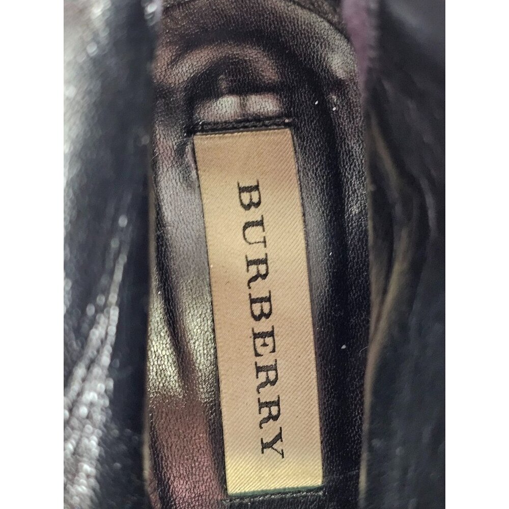 Burberry Women's Grained Black Leather Peep Toe Ankle Booties Size 9.5 (40) 141 - Picture 11 of 16